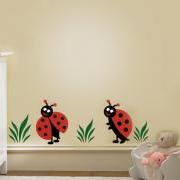 Two Lady Bug, Ladybugs Vinyl Decal, Children Wall Decals for Nursery and Girls Room
