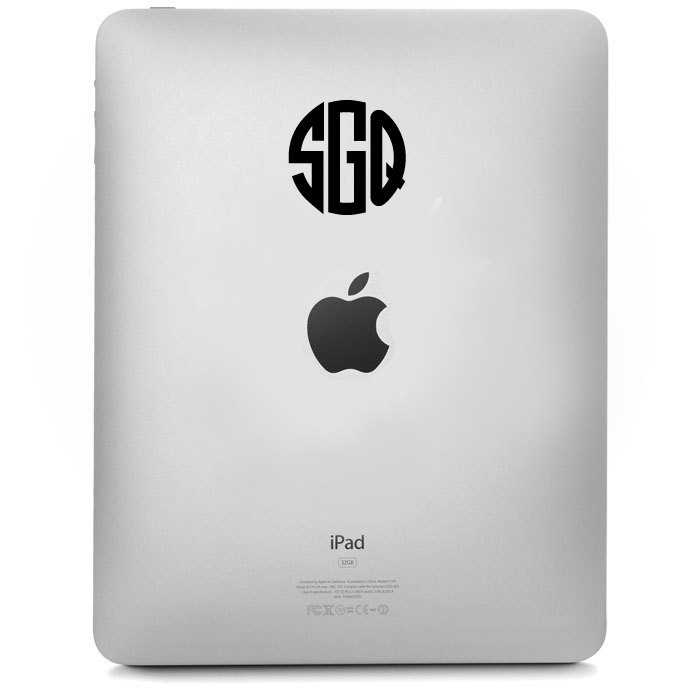 iPad 2 Custom Monogram Vinyl Decal - Personalized monogrammed stickers