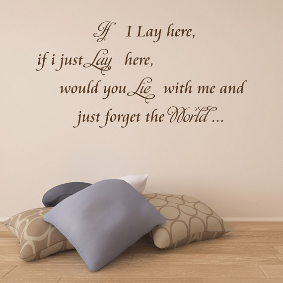 Wall Decal Quotes - If I Lay Here Snow Patrol Quote Vinyl Wall Decal Stickers Art Lyrics