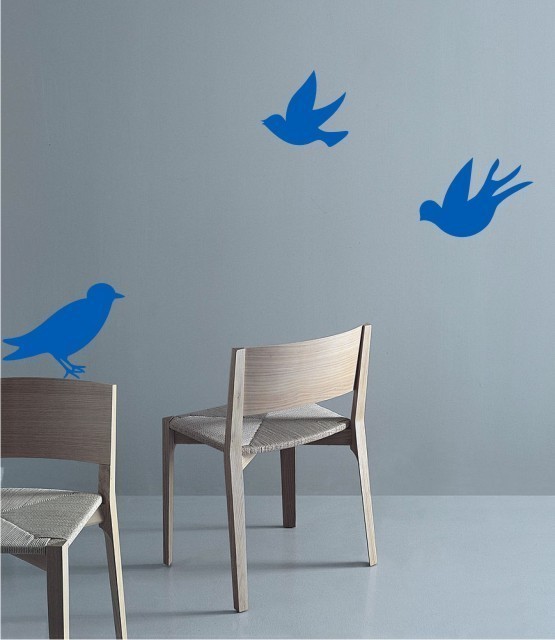 Buy 2 small decal get 1 Free -Three Blue LITTLE BIRD Home Art Decor Mural Wall Sticker Decal