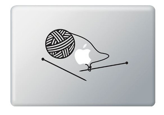 Knitting, Knit Needles Stickers Decal for Macbook, Macbook Pro, IPad and Laptops