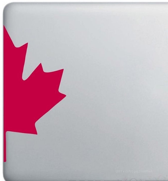 Maple Leaf Canada Macbook, Laptop Decal, Sticker - Canadian Red