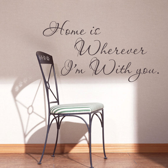 Famous quotes Home is wherever I'm with you Wall words vinyl love quote décor