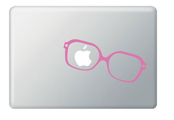Glasses Apple Vinyl Decal ideal for Macbook, Macbook Pro, IPad, Laptops Humor Geek