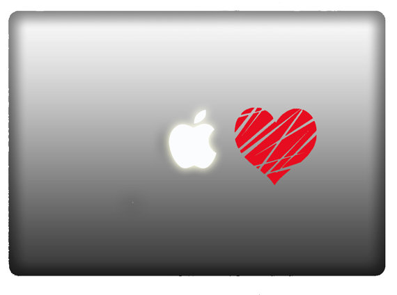 Buy 2 get 1 Free Stickers Macbook- Apple Heart in Love - SALE