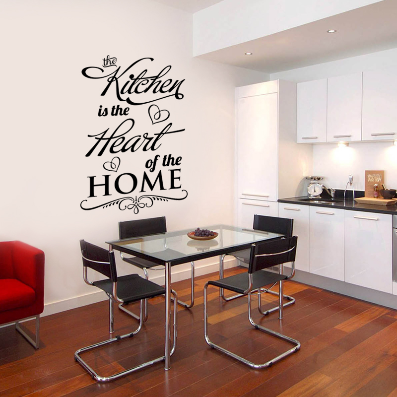 Wall Decal Quotes - The Kitchen is the Heart of the Home Wall Decal, art quote stickers, design wall decoration, vinyl lettering