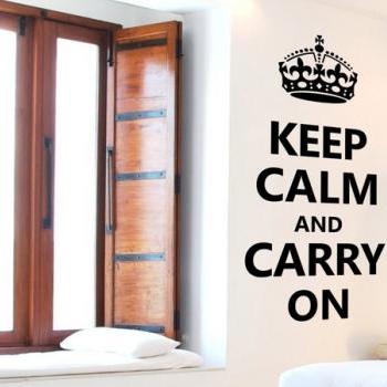 Wall Decal Quotes - Keep Calm and Carry On Wall Decal Vinyl Wall Art by Elly Studio