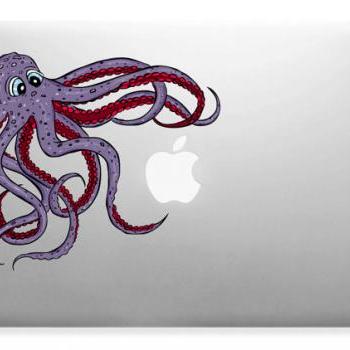 Cute Friendly Octopus, Squid, Sea Design for Apple, Mac, Laptops Vinyl Sticker Decal Full Color