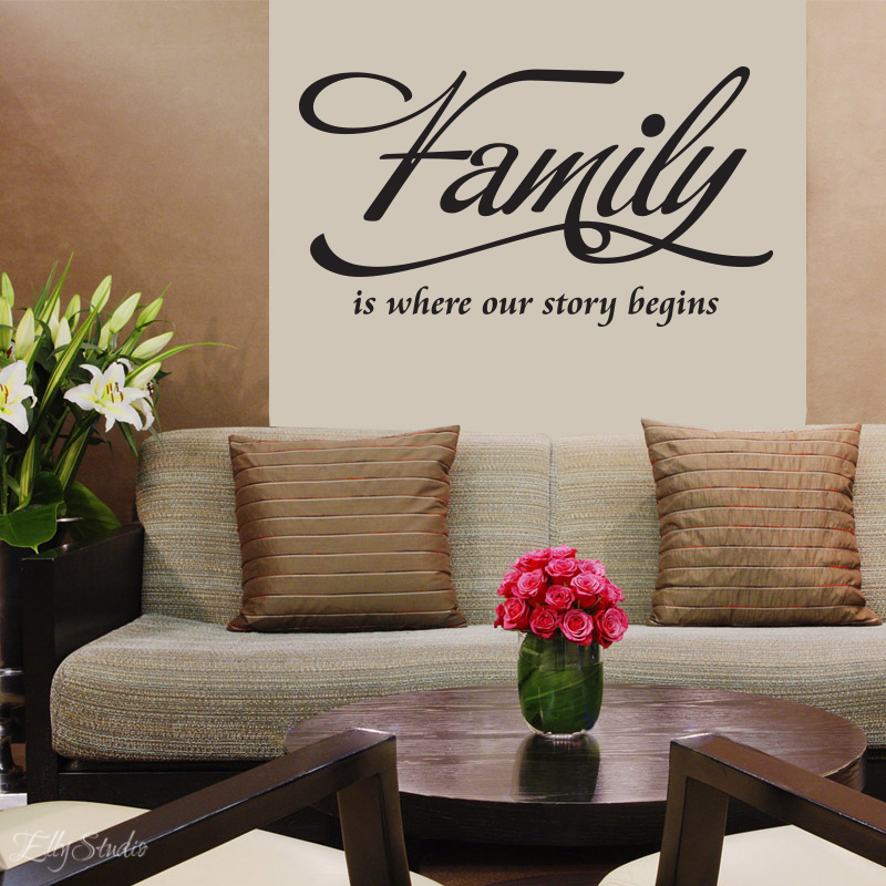 Wall Décor Vinyl Lettering Decal Love Quote FAMILY Is Where Our Story Begins on Luulla